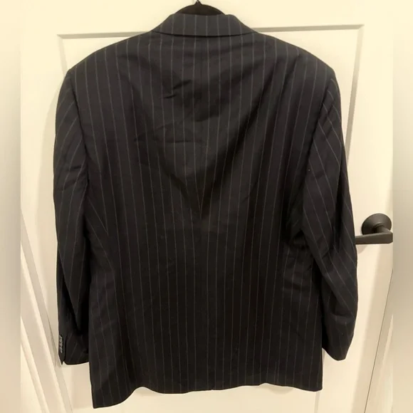 NWT Kenneth Cole New York Navy Pinstripe Blazer 41L Long 3 Button Suit Jacket